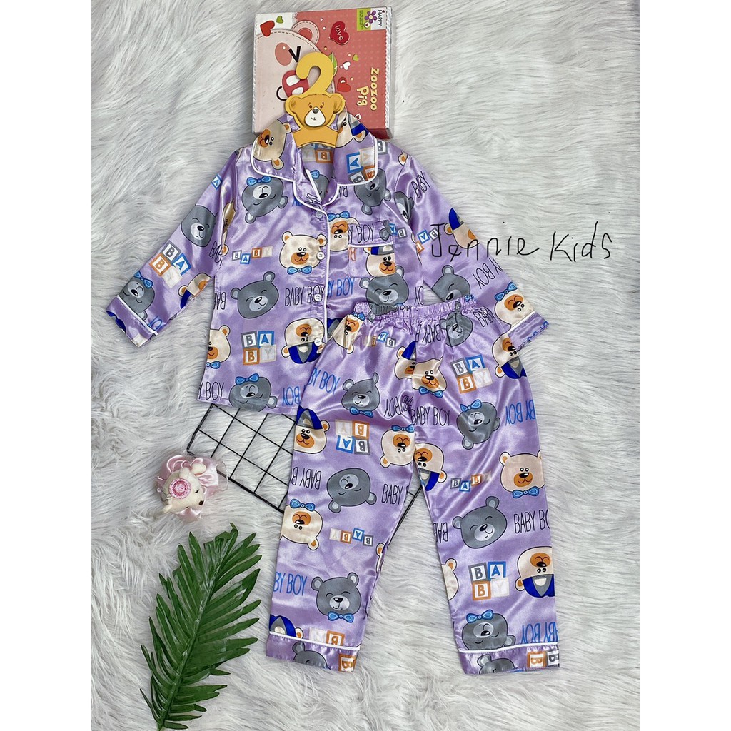 J341 Bộ pijama phi lụa bé gái size đại 10-50kg