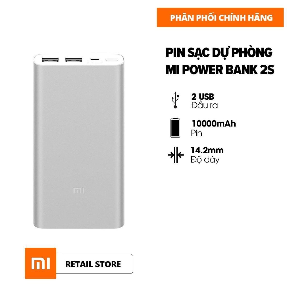 Pin sạc dự phòng XIAOMI 10000mAh Gen 2S - Input 2.0A/Output 2.4A [XMCDB]