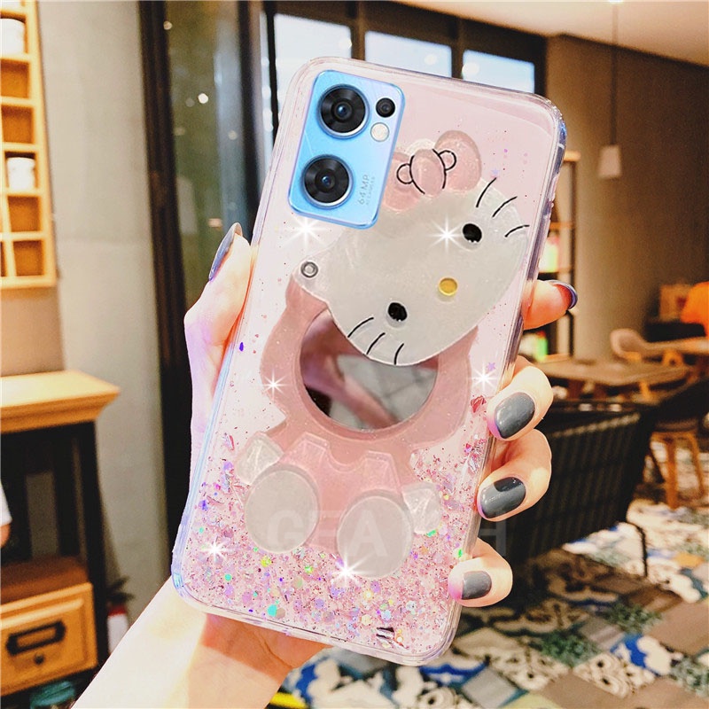 Ốp Điện Thoại Có Gương Hello Kitty Cho OPPO Reno7 5G 4G / Reno7 Pro 5G / Reno7Z / Reno6 Pro 5G / Reno6 5G / Reno6Z Reno7 5G