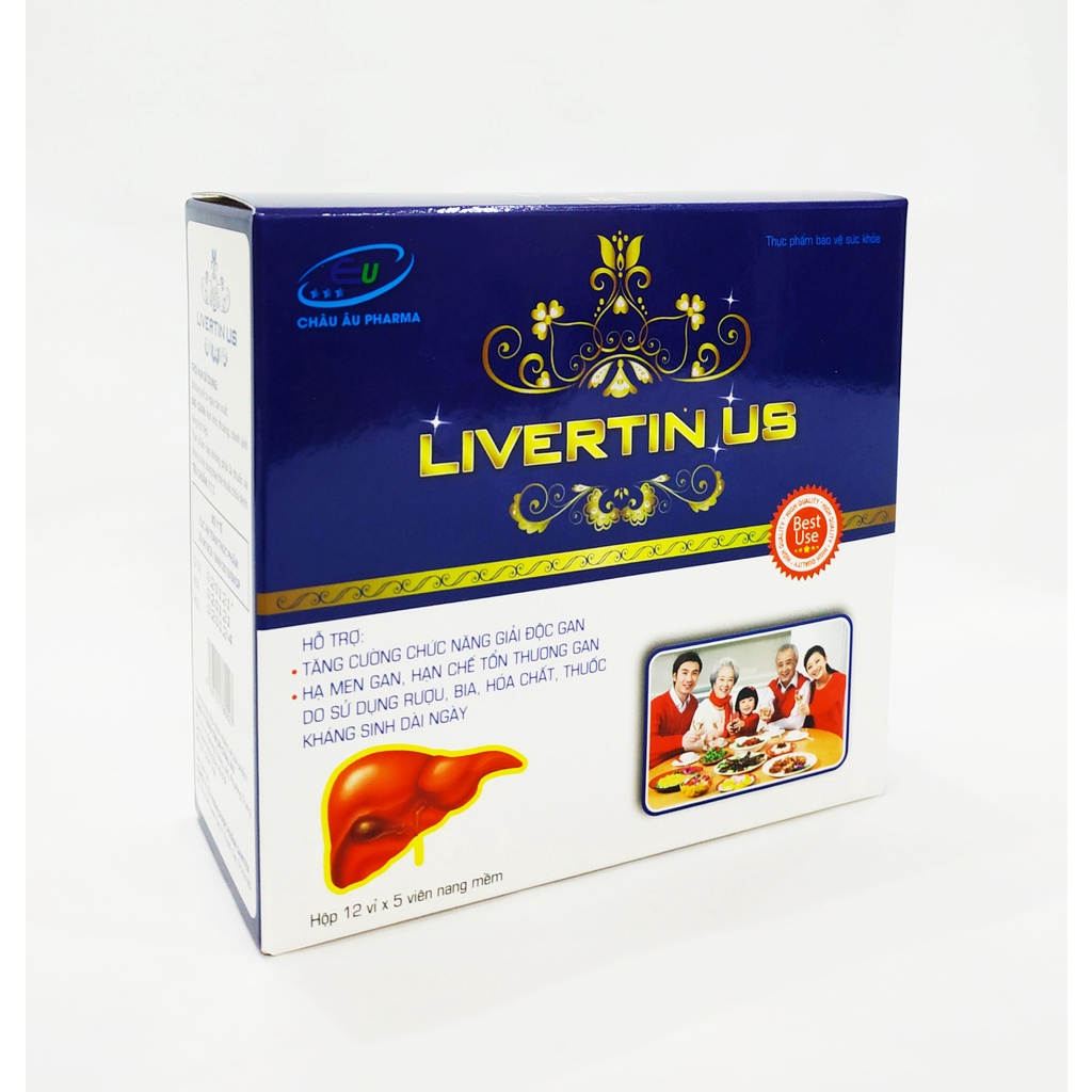 Viên Uống Bổ Gan LIVERTIN US - Arginin - Cà Gai Leo - Giải Độc Gan - Thanh Nhiệt - Mát Gan - Hộp 60 Viên