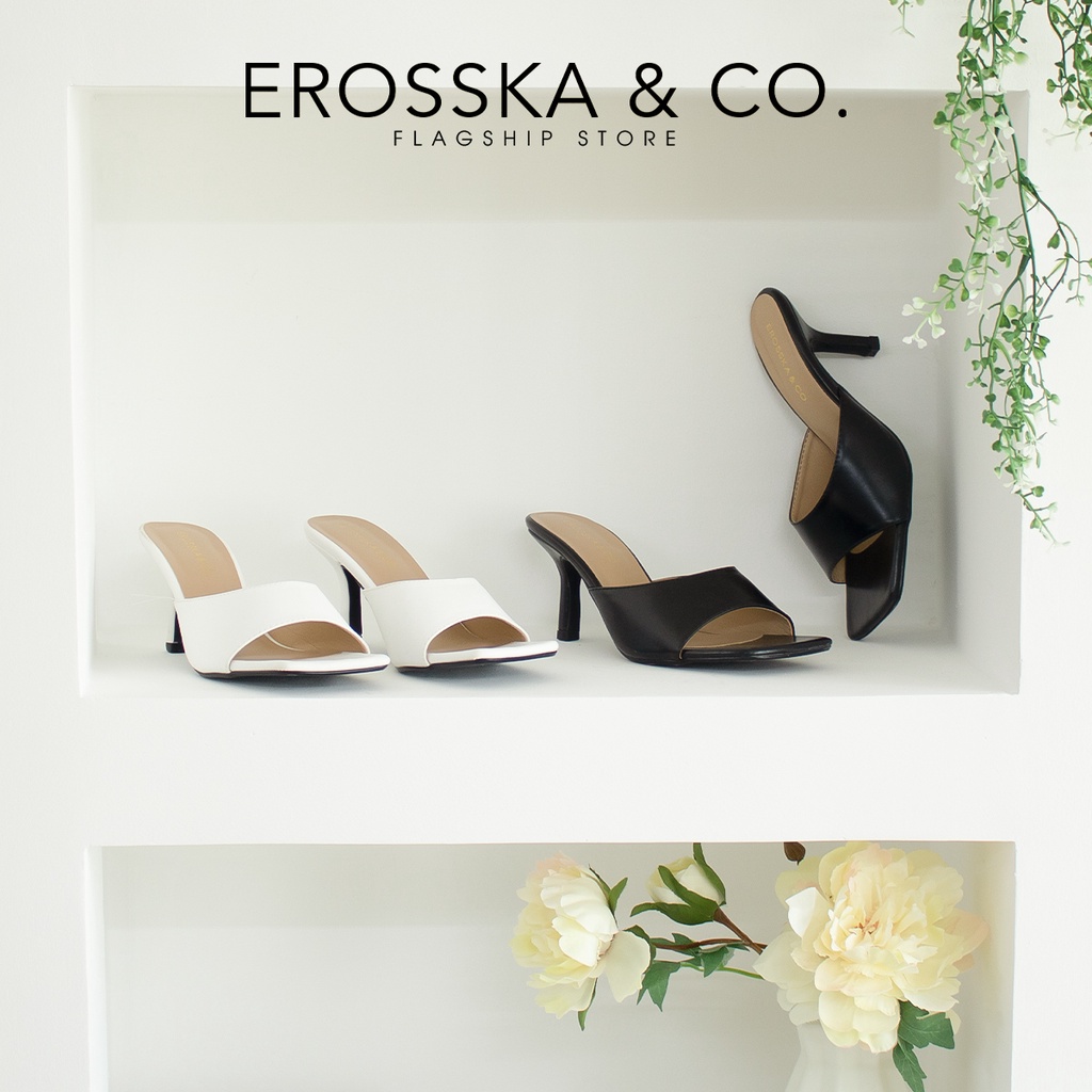 Erosska - Dép nữ cao gót thời trang gót nhọn kiểu dáng đơn giản cao 7cm màu đen _ EM091