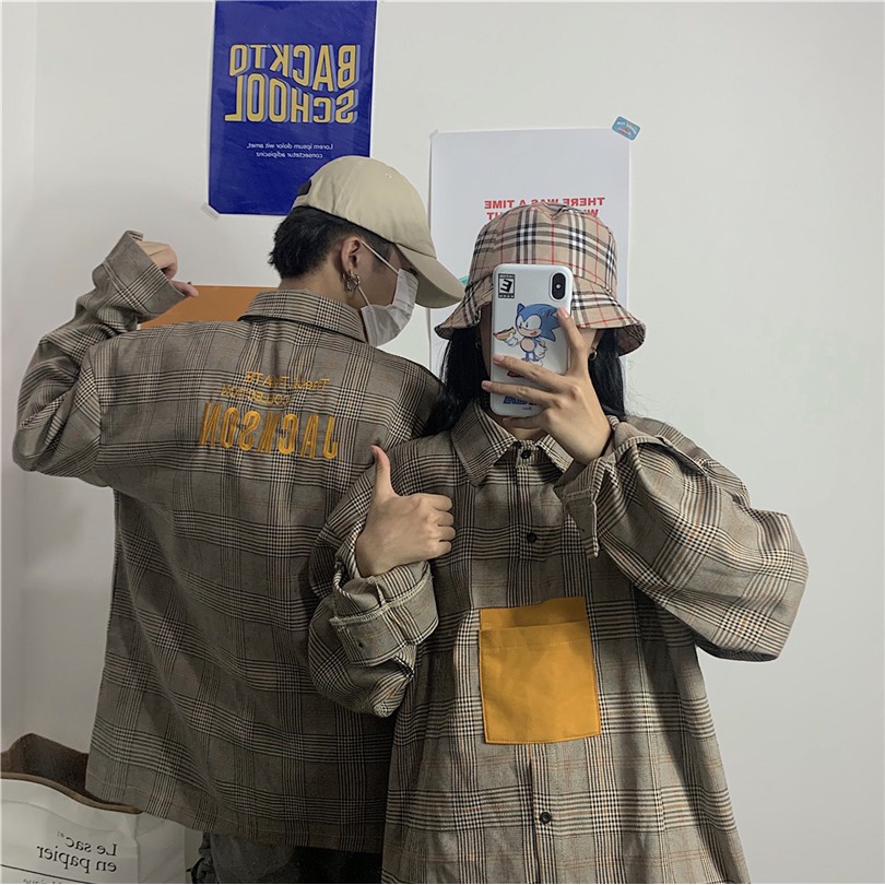 [Hàng Sẵn Sàng] Miễn Phí Vận Chuyển Áo Sơ Mi Nam Nữ 128287Áo Sơ Mi Tay Dài Dáng Rộng Màu Sắc Độc Đáo Phong Cách Retro Hàn Quốc Thời Trang Cho Nữ