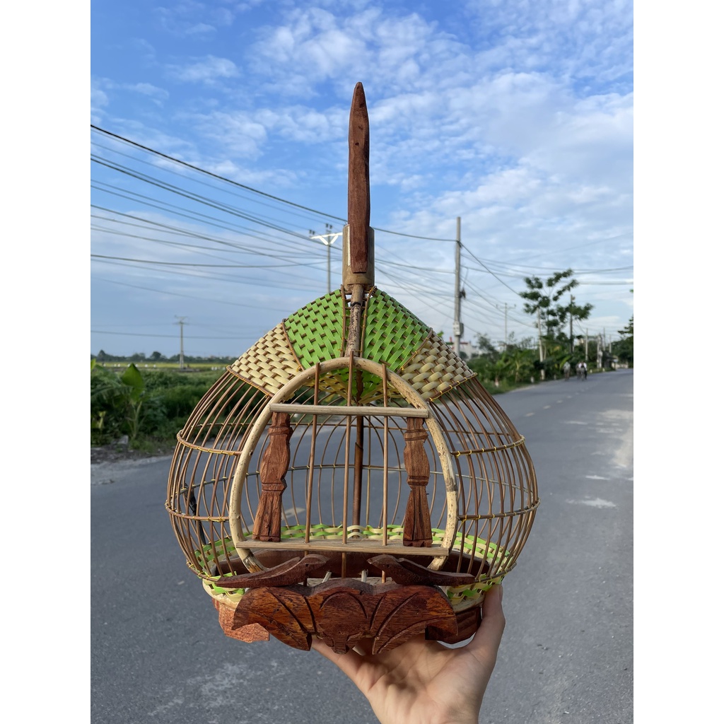 Lồng cu gáy quả đào mây tre đan đầy đủ pk cực đẹp sz36
