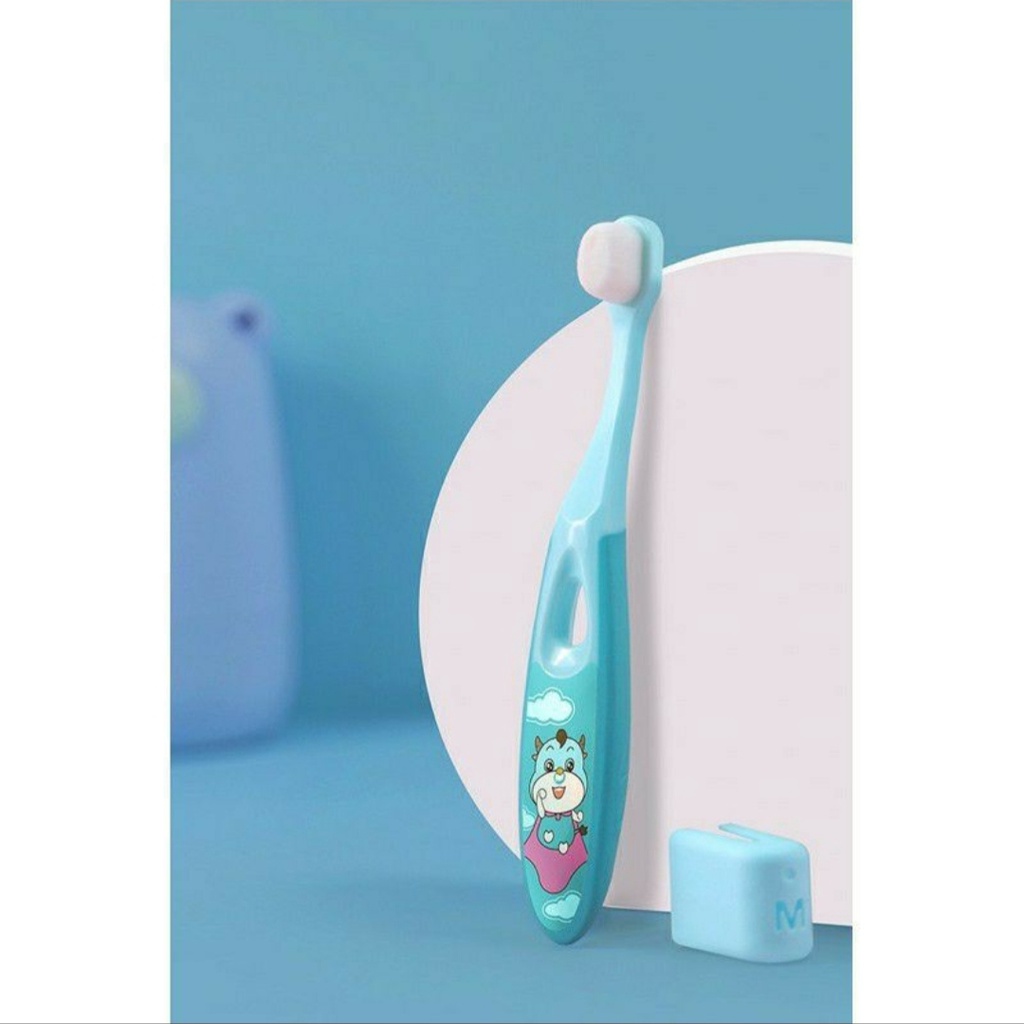 Bàn chải đánh răng lông tơ cho bé tập đánh răng từ 2 tuổi trở lên kết hợp từ 10000 sợ tơ mềm mại bàn chải hình trâu