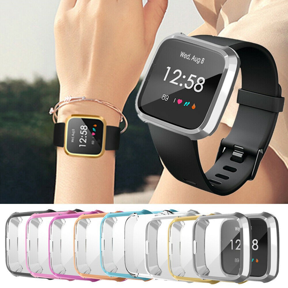 Replacement For Fitbit Versa Lite Watch TPU Full Screen Protector Protect Frame Case Cover