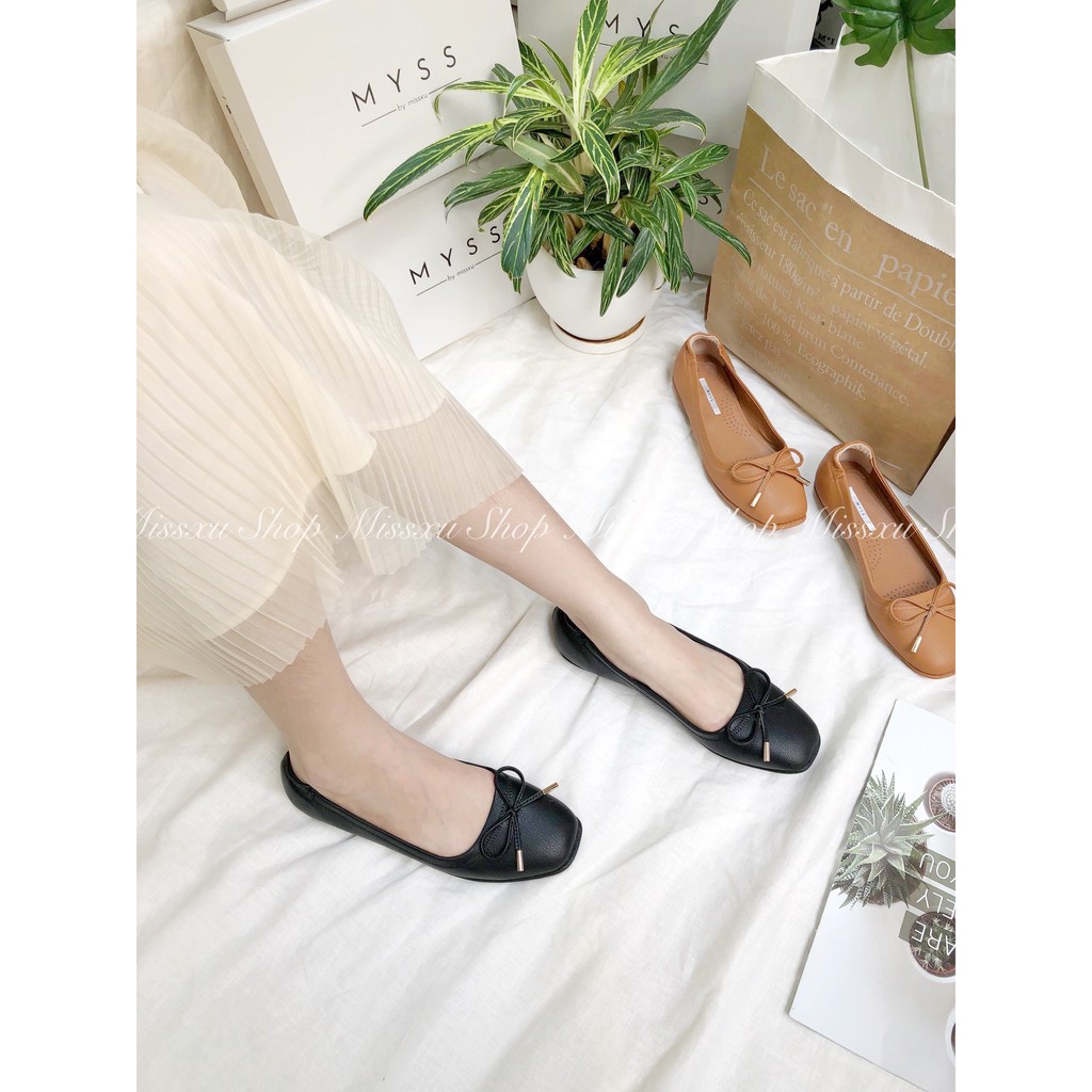 Giày búp bê mũi vuông da lì nơ chuông Myss - BB19 | BigBuy360 - bigbuy360.vn