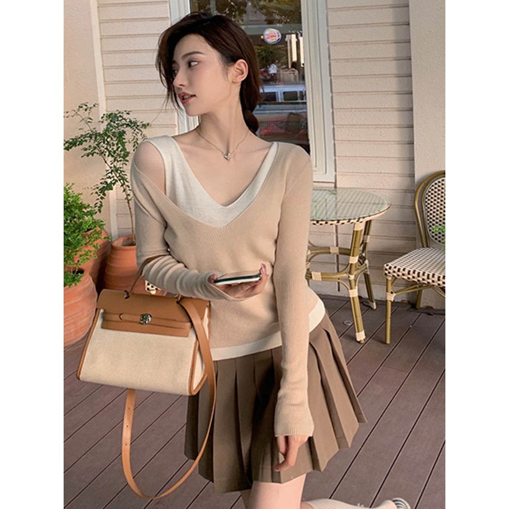 Áo Thun Tay Dài Giả Hai Lớp Form Ôm