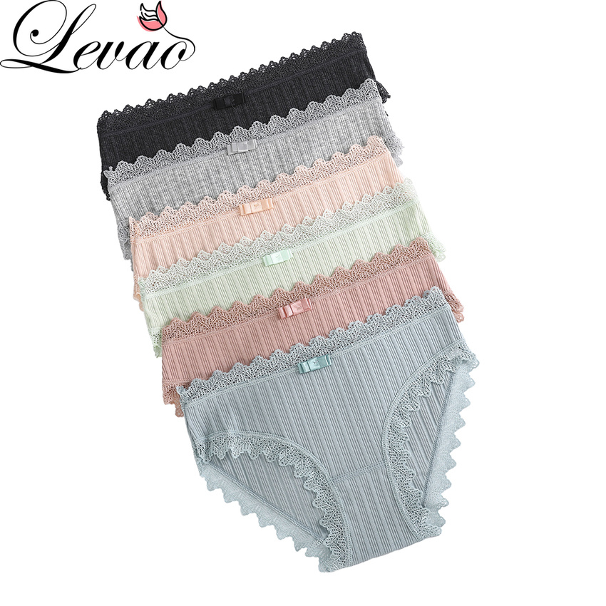 Quần Lót Cotton LEVAO Phối Ren Lưng Thấp Quyến Rũ Cho Nữ