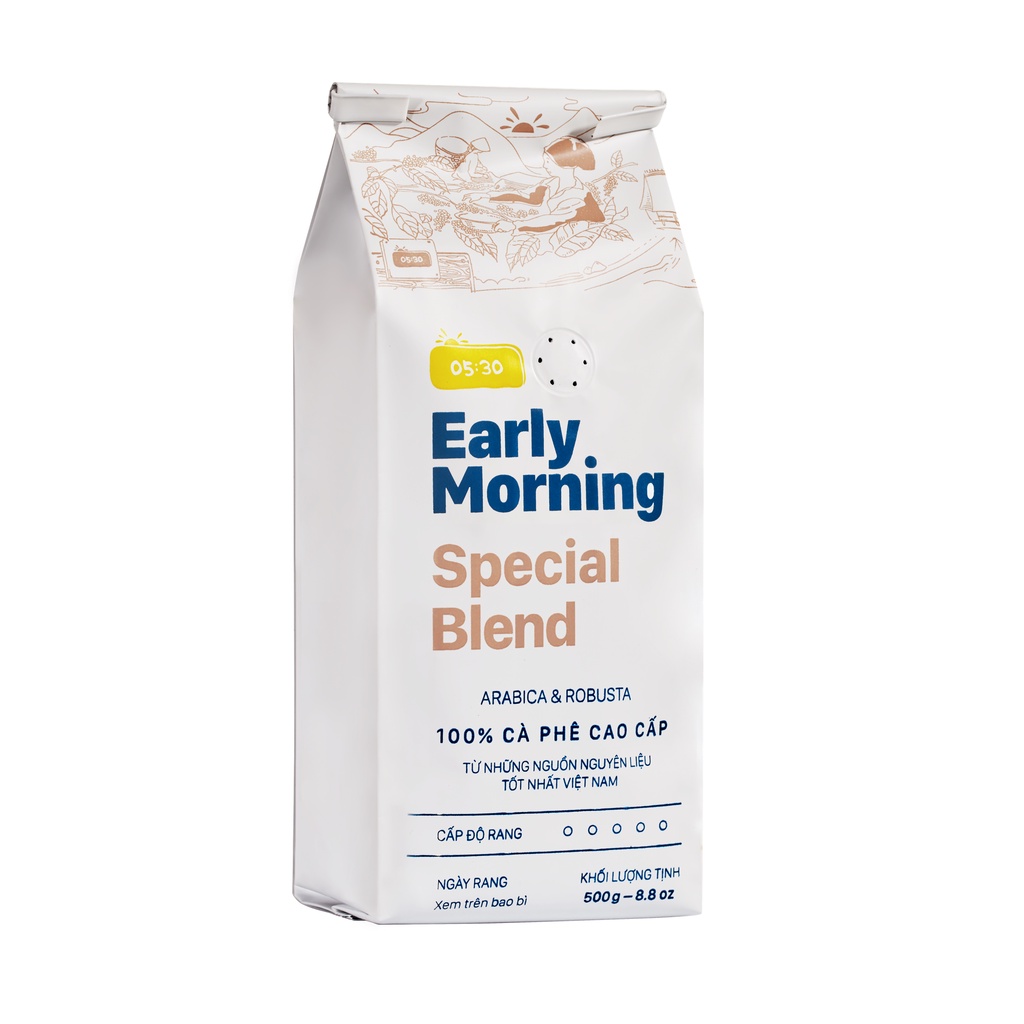Bột cà phê special blend nguyên chất EARLY MORNING, cà phê hạt rang xay pha phin pha máy 500gr | BigBuy360 - bigbuy360.vn