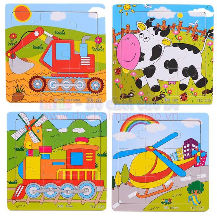 Lẻ Bộ 20 Tranh Gỗ Ghép Hình Con Vật, Giao Thông Ngộ Nghĩnh Cho Bé Yêu (Hình Ngẫu Nhiên)