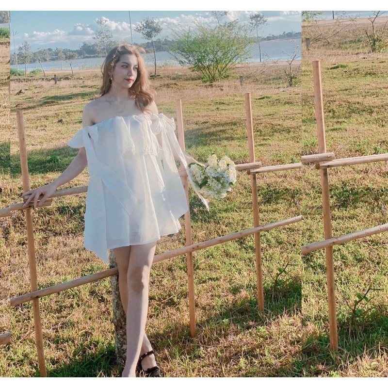 Set trễ vai nơ bên