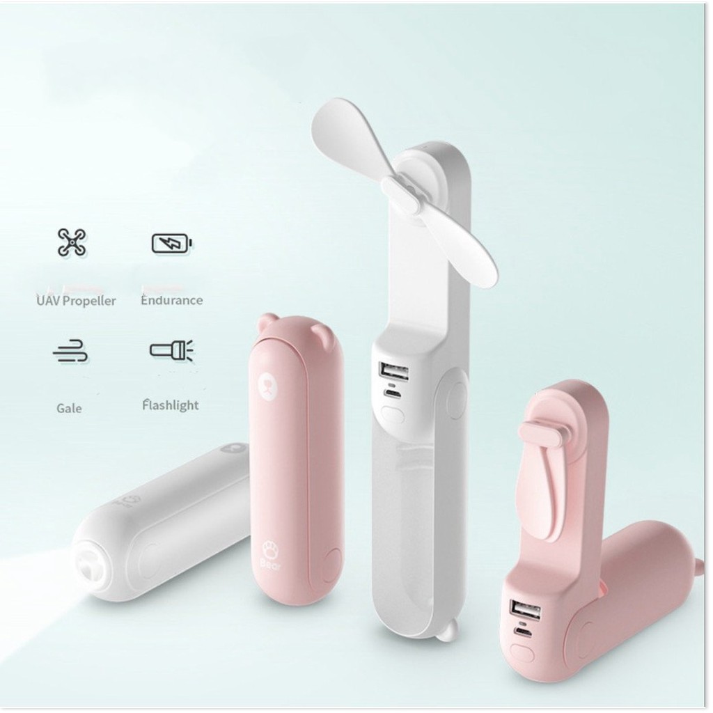 Quạt mini để bàn cầm tay pin sạc 3 trong 1 Panda - D404