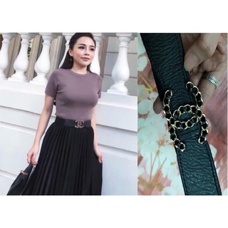 Đai váy bản 4cm chun co giãn, mặt chữ thời trang