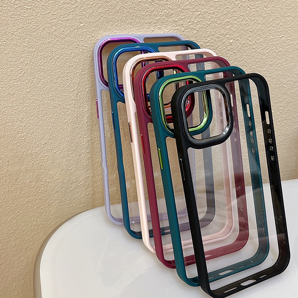 Ốp lưng iphone 14 Ốp Điện Thoại TPU Mềm Trong Suốt Viền Kim Loại Chống Sốc Sang Trọng Cho IPhone 11 13 Pro Max 12 Pro Max 14 pro X Xs