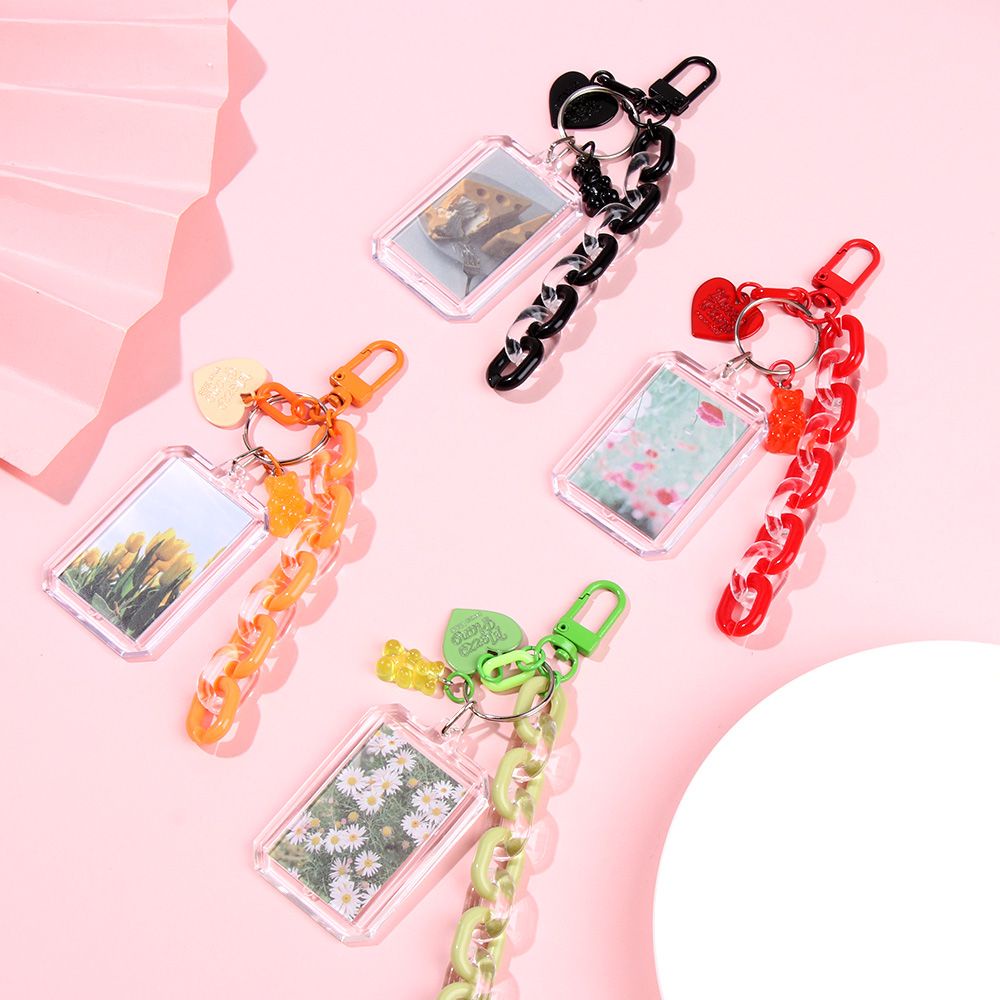 Vỏ bọc bảo vệ thẻ ID/ thẻ tên kèm móc khóa bằng acrylic màu kẹo MIHAN1