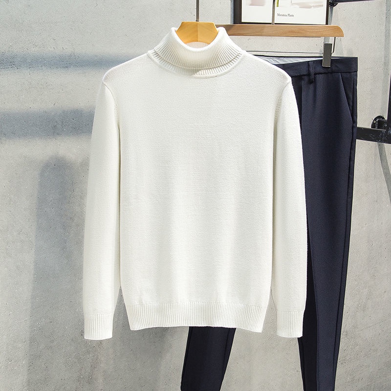 Men's high-neck autumn and winter new sweater, with a thick solid color knitted bottoming shirt