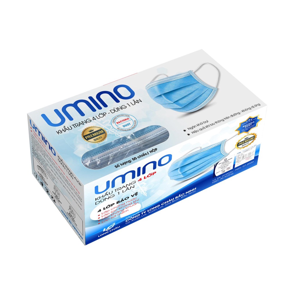 | Chính Hãng | khẩu trang y tế  umino 4 lớp hộp 50 cái