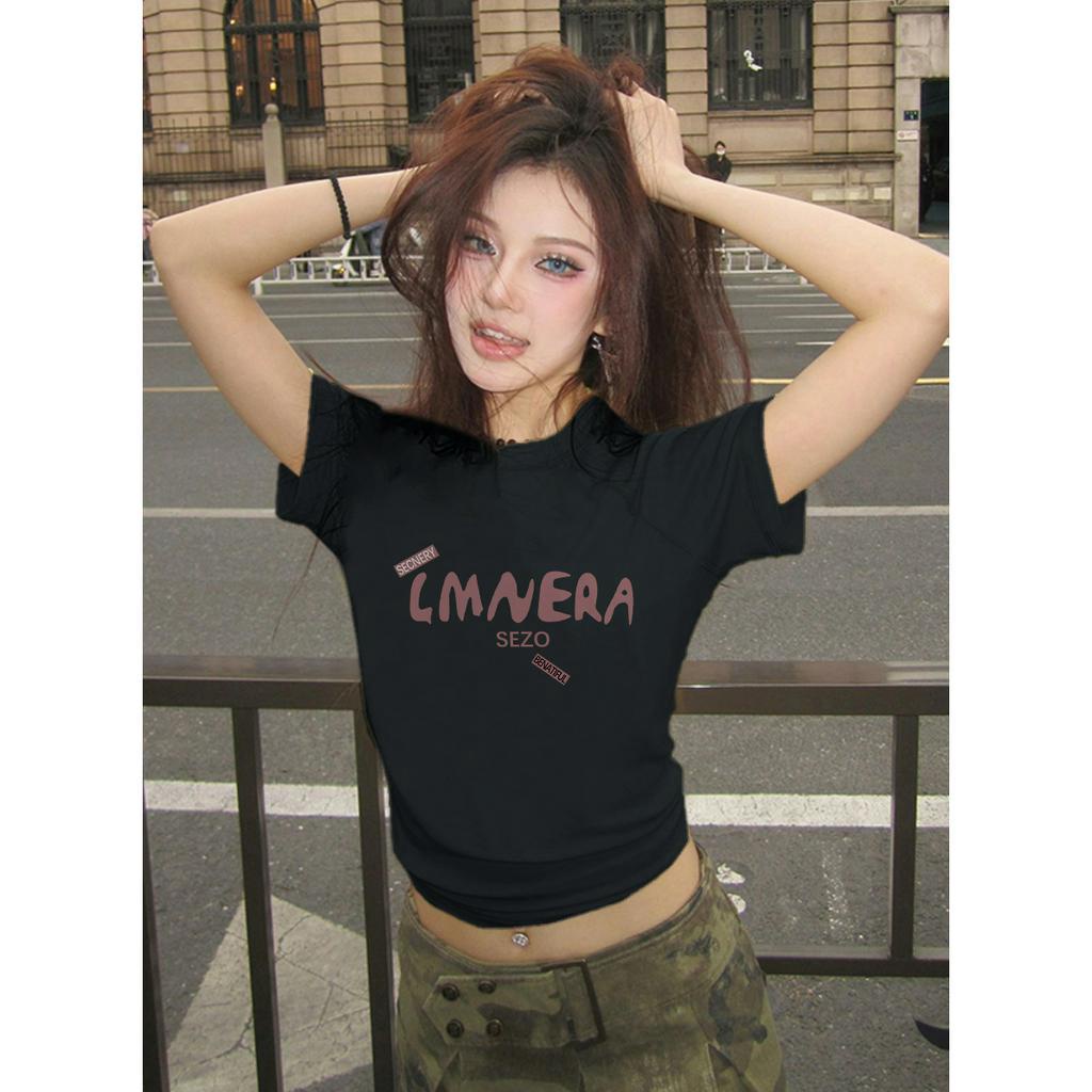 Áo Thun Croptop Tay Ngắn Dáng Ôm Thời Trang Mùa Hè Cá Tính Cho Nữ