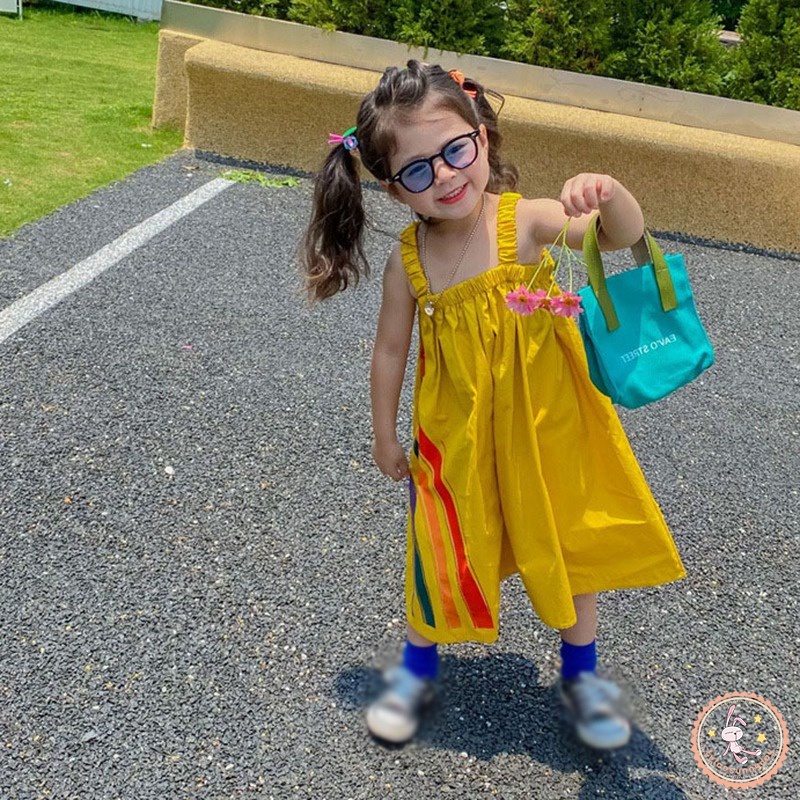 Bộ Áo Liền Quần Không Tay Ống Rộng Thời Trang Cho Bé Gái