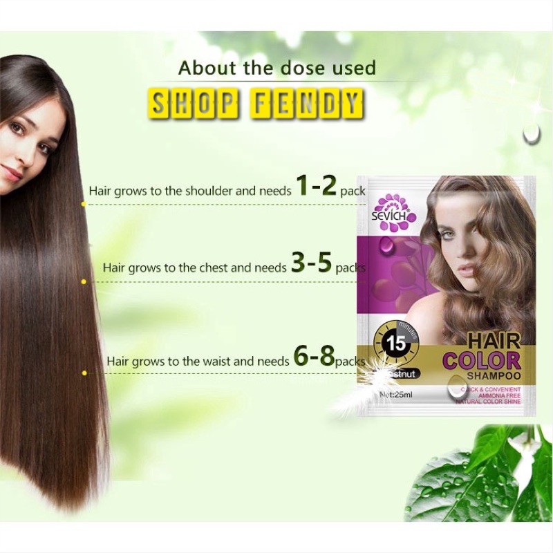 [Sẵn Hàng] Dầu gội nhuộm tóc Sevich 25ml/gói giữ màu lâu và không phai màu coffe