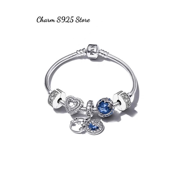 combo bộ vòng tay pan.do.ra mix 5 hạt charm bầu trời trăng sao bạc s925