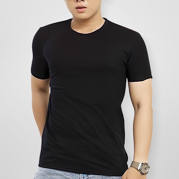 Áo thun nam cao cấp MOSI cổ tròn cotton thoáng mát trẻ trung năng động màu trắng đen