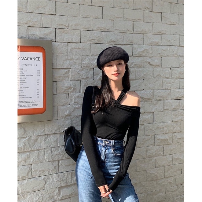 Áo body, sexy, bó sát ✔️ thun dài tay ✔️ xoắn áo trễ vai gợi
