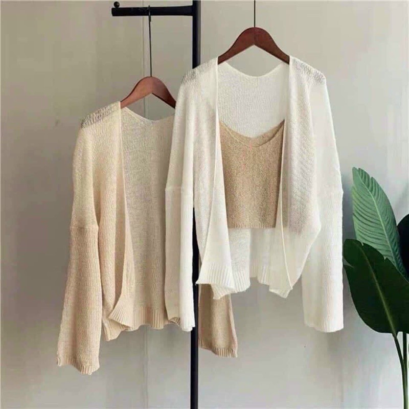 Áo khoác cardigan len mỏng Quảng Châu form rộng cao cấp - kèm hình thật