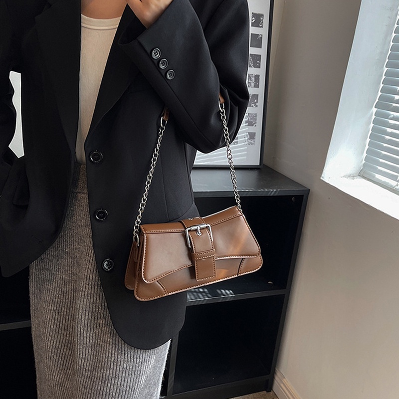 IELGY Túi Đeo Vai Màu Nâu Phong Cách retro Thời Trang Cao Cấp Cho Nữ