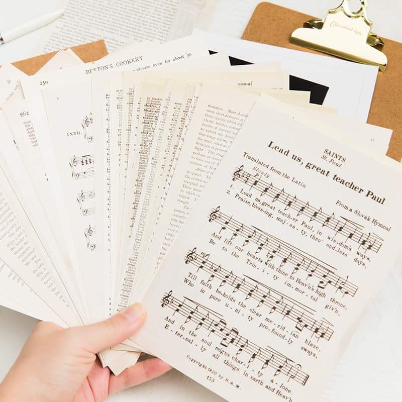 Xấp 57 tờ giấy báo cũ vintage mix mẫu bullet journal