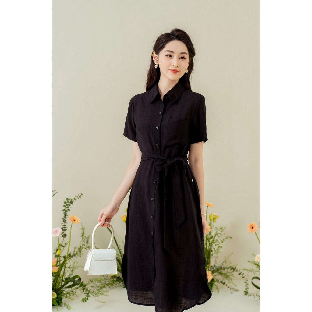 Váy suông đai eo TIIN STORE chất đũi xanh mint be VHN469