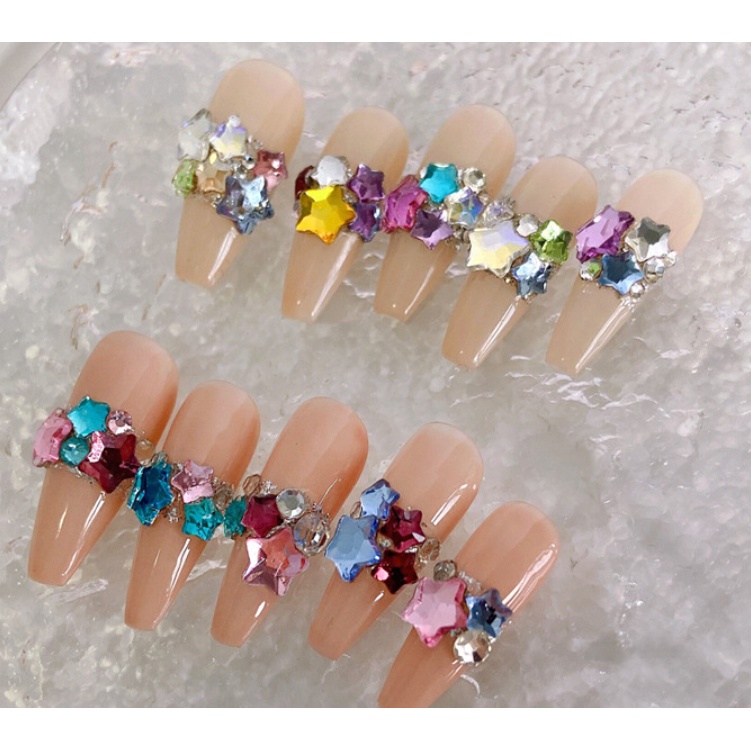 50 CÁI Pha Lê Biển Màu Xanh Ngôi Sao Nhỏ Đồ Trang Sức Móng Tay / Màu Hỗn Hợp Ngôi Sao Năm Cánh Phẳng Đáy Móng Tay Đồ Trang Sức Nghệ Thuật