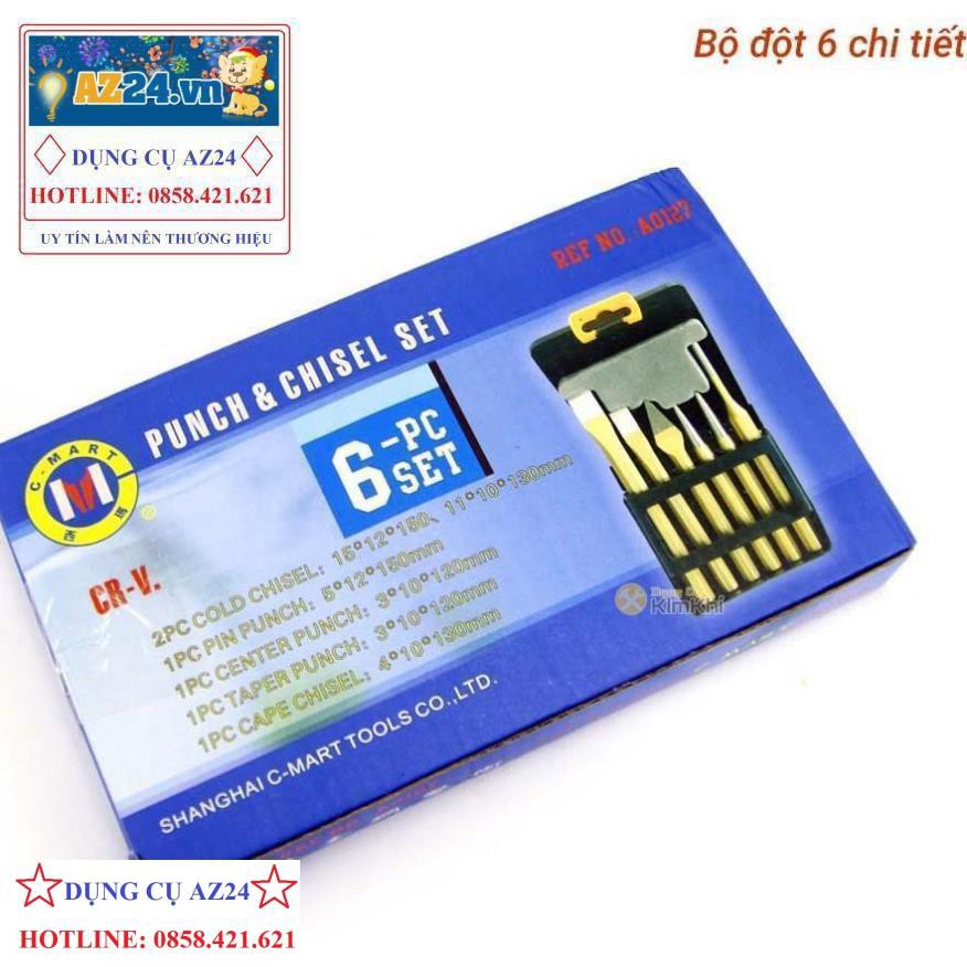 BỘ ĐỤC VÀ ĐỘT SẮT 6 CHI TIẾT C-MART A0127