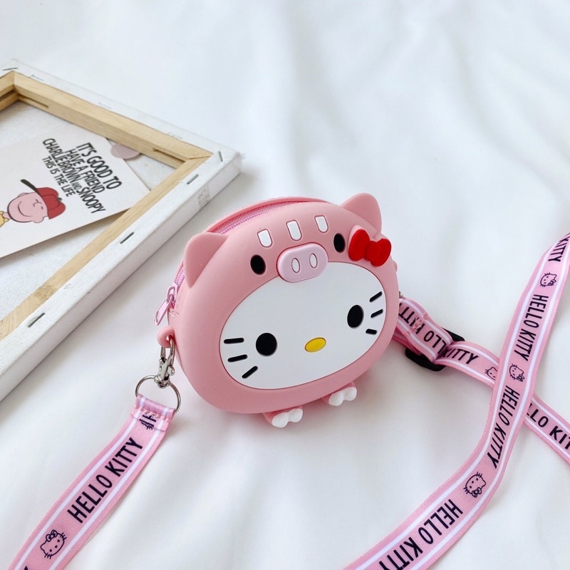 Túi đeo chéo silicon Hello kitty