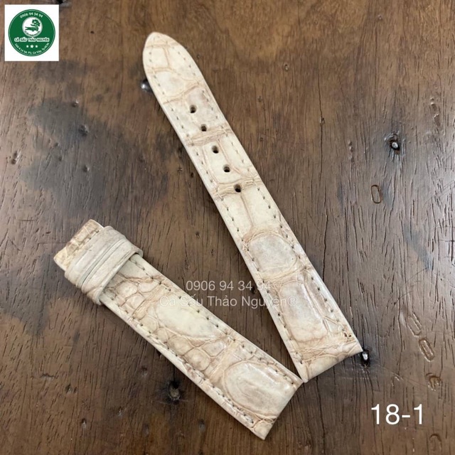 Dây đồng hồ da cá sấu thật màu trắng - Cá Sấu Thảo Nguyên