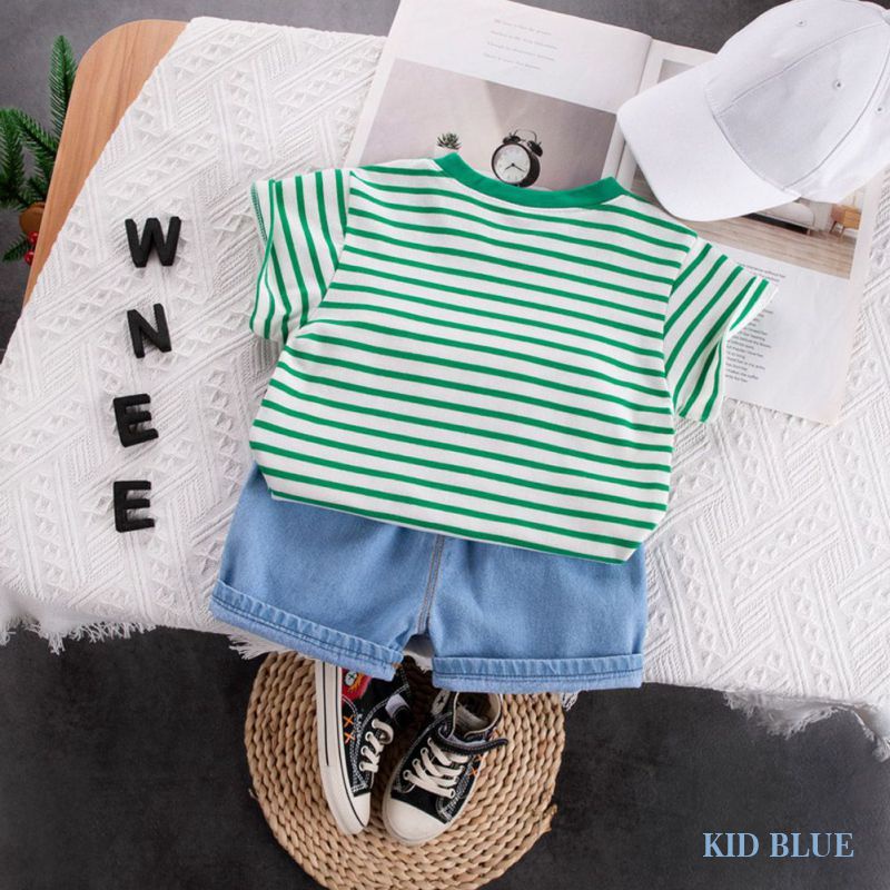Set Áo Thun Ba Lỗ + Quần Short Denim Mềm Cho Bé Trai