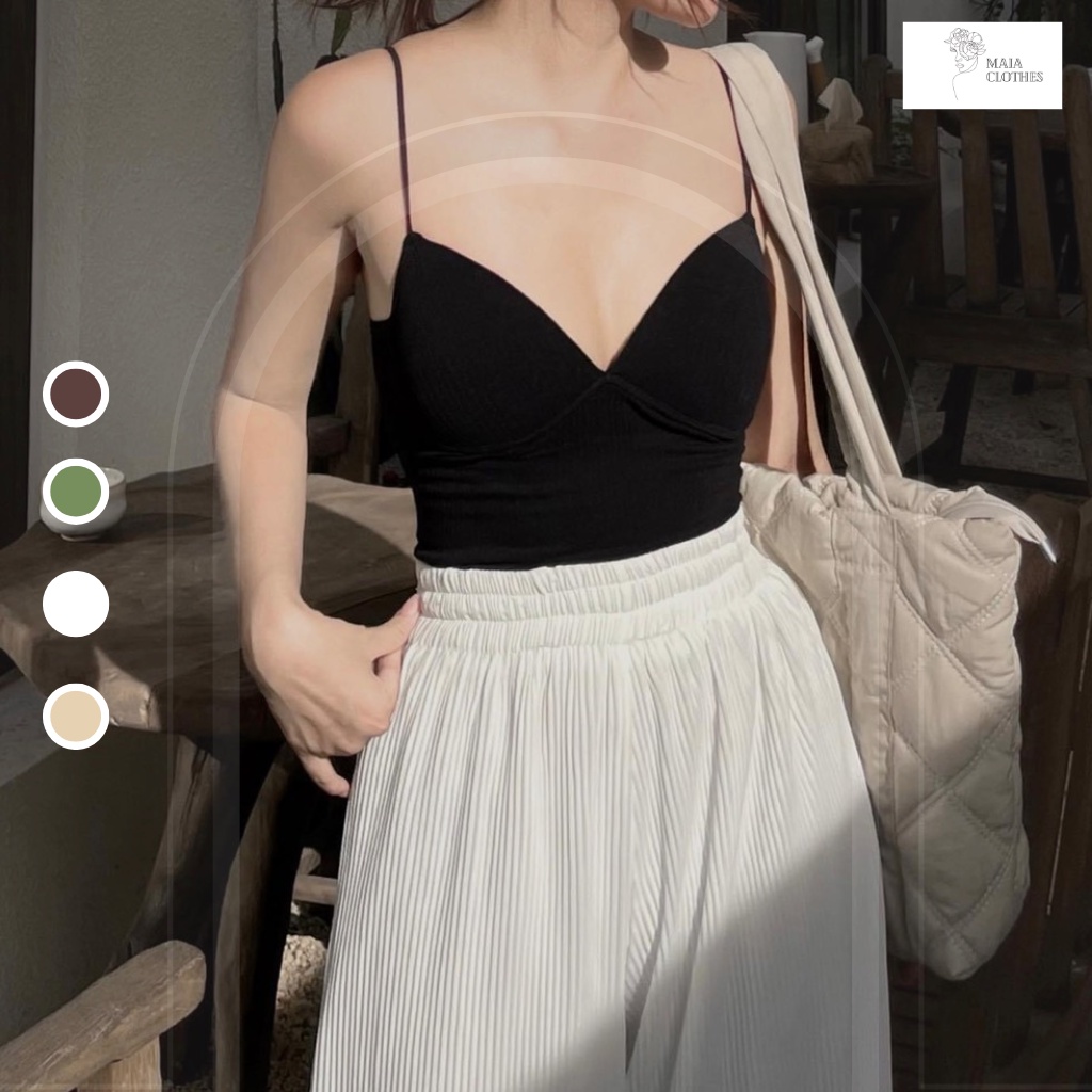 Áo bra chất len tăm có mút đệm cup mã 1254 áo 2 dây Maia.clothes
