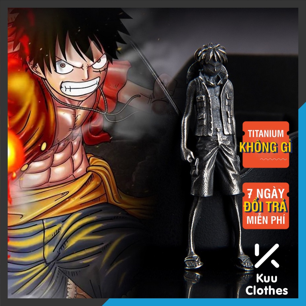 Dây Chuyền One Piece Luffy Kuu Clothes Màu Bạc - Mặt Vòng Cổ Nhân Vật Hoạt Hình Anime Luffy Thép Titan Không Gỉ