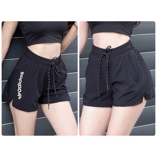 Quần Boxer 2 Lớp Thể Thao Nữ In Chữ, Có Túi Kéo 2 Bên, Chất Xi Dù