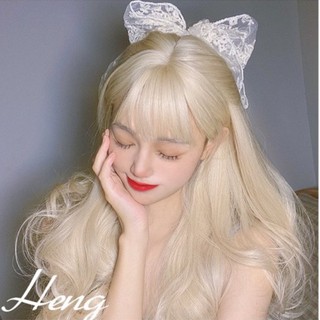 Tóc giả nguyên đầu uốn dơn màu trắng bạch kim