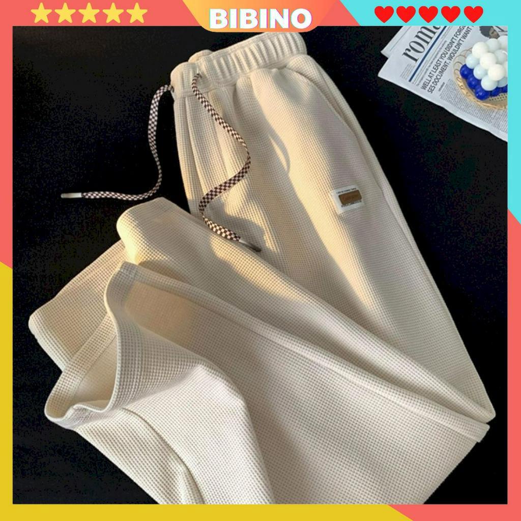 Quần ống rộng nam nữ dáng dài suông đẹp chất cotton tổ ong BIBINO Quần vải ống suông baggy thoáng mát hàn quốc QN04