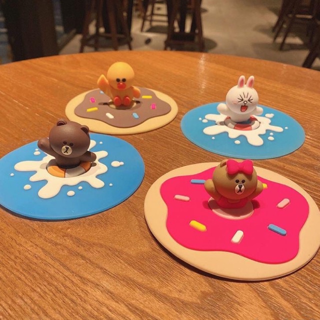 Full set cốc kèm nắp nhiều mẫu Gấu Thỏ Vịt Brown Cony Choco Sally Line