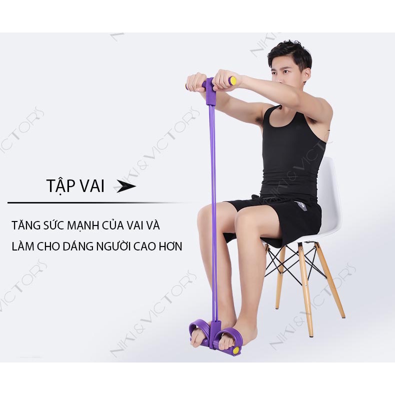 Dây Kéo Tập Gym Đàn Hồi 4 Ống Cao Su Dây Kéo Tập Cơ Bụng Thông Minh Dây Kháng Lực Tập Thể Dục Tại Nhà