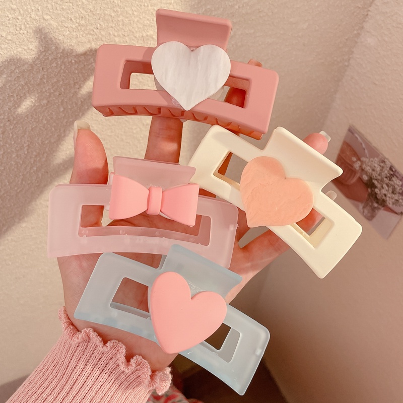 Kẹp Tóc Hình Vuông/Trái Tim Bằng Acrylic Đơn Giản Dành Cho Nữ