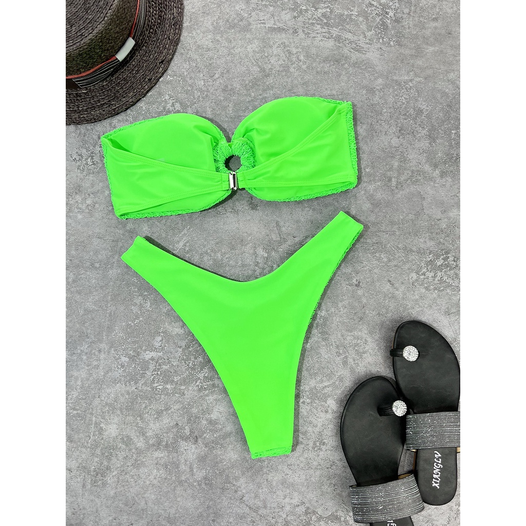 Bikini không dây có đệm ngực màu trơn phong cách đơn giản năm 2022 YX62