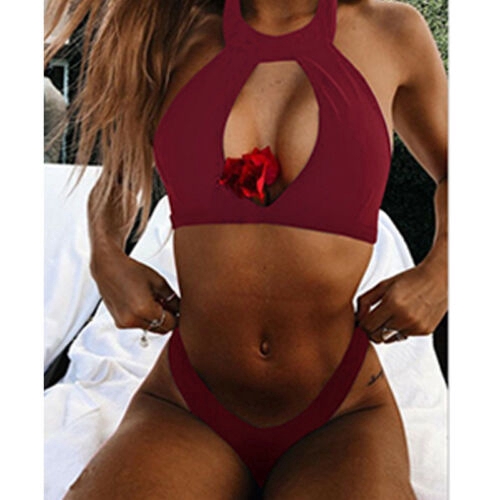 Bikini cổ cao màu trơn gợi cảm hợp thời trang