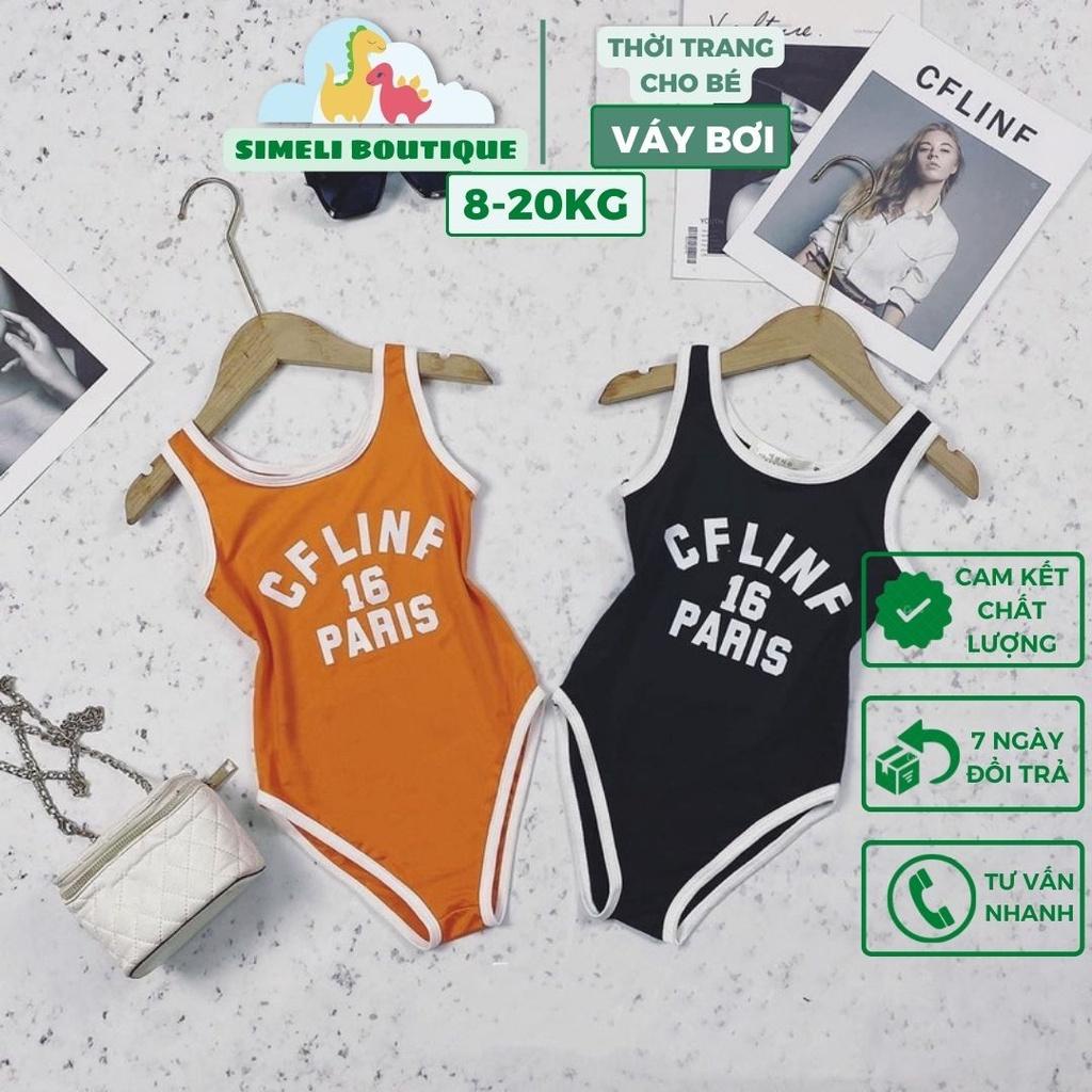 Đồ Bơi Một Mảnh Liền Thân Màu Cam-Đen Viền Trắng Sành Điệu Cho Bé Gái 20-28kg