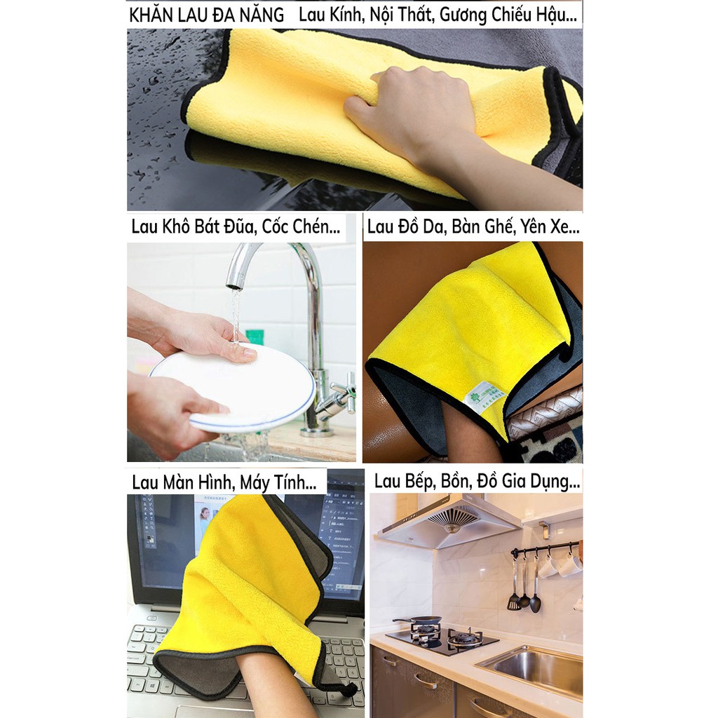 Khăn Microfiber Lau Đa Năng Vệ Sinh Nội Thất Ô Tô Hamart Khăn Bông Lau Bếp Siêu Thấm Hút Cao Cấp