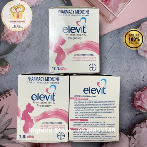 Elevit Úc - Vitamin tổng hợp dành cho bà bầu 100 viên