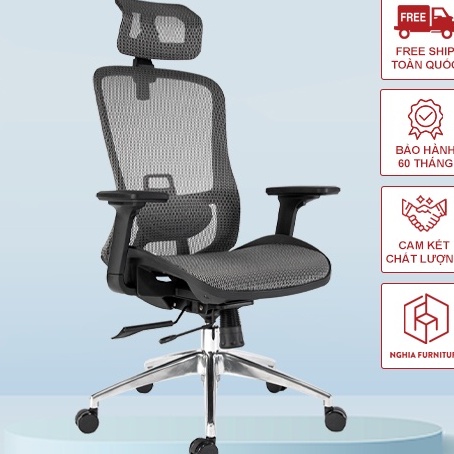 Ghế công thái học Nghia Furniture Ergonomic Trend H - ngả sâu 140 độ, full tính năng, lưới Hàn Quốc cao cấp